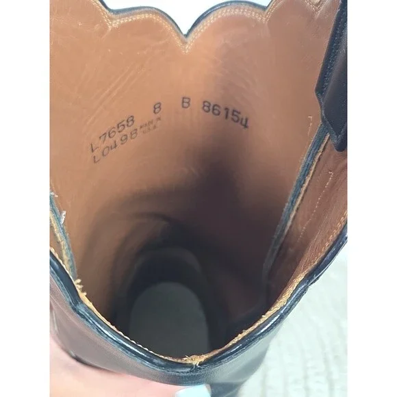 Lucchese Handmade 1883 Women's 8B Black Scalloped Cowboy Boots Western Rodeo EUC - Picture 7 of 16